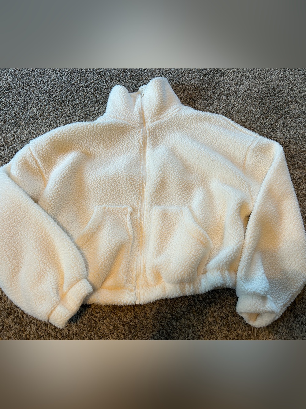 Old Navy Cream Sherpa Zip Jacket